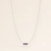 February Birthstone Three Gem Necklace with Faceted Amethyst