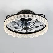 21" Caged Ceiling Fan With Remote Controlled Acrylic LED Lights - Antique Black