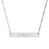 Philly Engraved Horizontal Bar Necklace Hypoallergenic Hometown Philadelphia Pride — Charmed on South