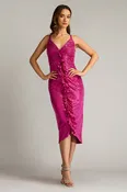 Abby Sequin Ruffle Midi Dress