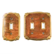 1920s Brass and Walnut Light Switch Plates