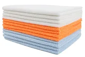 Certified Recycled Microfiber Cleaning Cloths, 12 Pack, 3 Colors