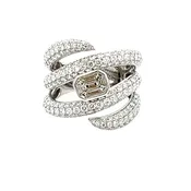 18k White Gold Natural Diamond Pavé Wrap Cocktail Ring 18k