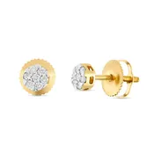 0.15 CT 14K Gold Flower Set Diamond Stud Earrings