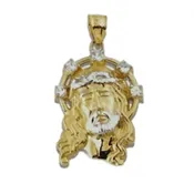 Jesus Head TwoTone Halo 10kt Pendant Charm P-125-P127
