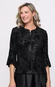 3/4 Sleeve Sequin Zip Jacket with Bell Sleeves
