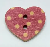18mm 2 hole white spotted wood heart Purple