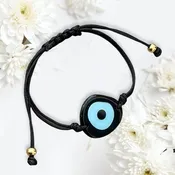 Adjustable Evil Eye Bracelet (Blue and Black)