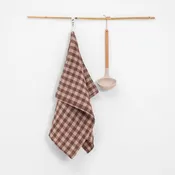 Chocolate Gingham Linen Kitchen Towel