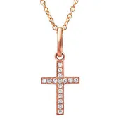 14k Rose Gold 0.06ctw Diamond Cross Necklace- SC22004064