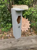 Cedar Screech Owl House / Nesting Box / Owl Box / Cedar Owl Shaped Opening Vintage Blue