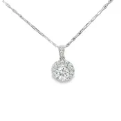 1.53 Carat Round Diamond Halo Pendant