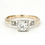 Vintage 14 Karat Gold Engagement Ring With 0.34 Carat Old European Cut Diamond EGL – G SI1
