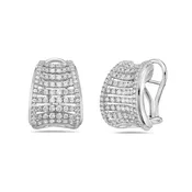 Charles Krypell 18k White Gold Birdcage Collection Multi-Row Diamond Huggie Hoop Earrings