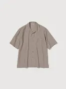 AURALEE Super Fine Tropical Wool Open Collar Half Sleeved Shirt - TOP LIGHT BROWN
