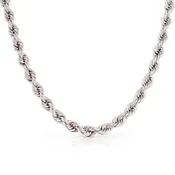 10K White Gold Rope Necklace, 6mm, 26in