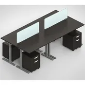 4-Pack Laminate Workspace, 48″ Height Adjustable Work Table with Acrylic Top Privacy Panels and Pedestal Drawers