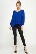 CARAMELA Blue Balloon Long Sleeve Blouse Top