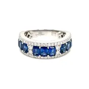 14KT White Gold Sapphire and Diamond Band