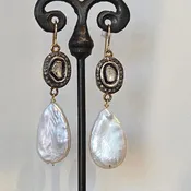 Tiny Diamonds and Pearl earrings
