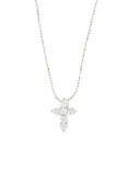 925 Gold Diamond Cut Chain Necklace with Crystal Cross Pendant
