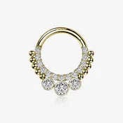 14 Karat Gold Bali Studded Sparkle Seamless Clicker Hoop Ring