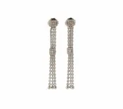 0.30ctw Princess and Round Diamond Milgrain Tassel Chain Dangle Earrings in 18K
