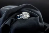 Blue Sapphire & Diamond Engagement Ring