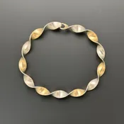 Gold and Silver Ribbon Cuff Bracelet