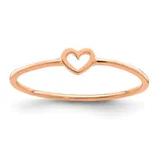 14K Gold Polished Open Heart Ring – Yellow, White & Rose Gold