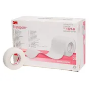 3M-1527-0 3M Transpore Medical/Surgical Tape 1/2 Inch x 10 Yards (1.25 cm x 9.14 m) Clear, Porous, Plastic, Hypoallergenic, Water-Resistant - 1/Box of 24 Rolls