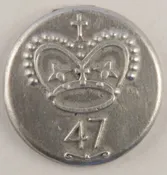 153 L, long shank 47th Officers Pewter Button. Hand made in the USA