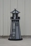 39" Octagon, Solar and Electric Powered  Poly, Lawn Lighthouse, Driftwood Gray/black trim