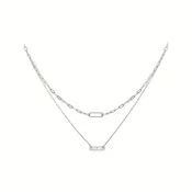0.044 Ctw. Diamond Double Tier Necklace in Sterling Silver.