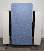 10FT CAFETERIA LUNCH TABLE W/ BENCH SEAT, BLUE TOP, WHITE BENCH, PRE SCHOOL SIZE (RF)