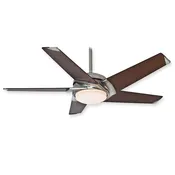 54" Stealth DC Ceiling Fan, Casablanca 59164 - Brushed Nickel w/ Walnut Blades