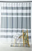 Gray and White Boho Fringe Shower Curtain