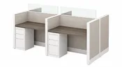 4 Person Open Low 4×2 Cubicle with Glass Stackers