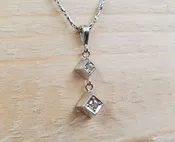 14k white gold Double Pyramids Diamond Pendant designed by Stark Jewelers — Stark Jewelers