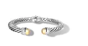 Crossover Bracelet with Gold Cap/ Diamonds in Silver and 14K Gold
