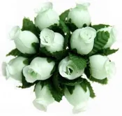 144 Miniature Poly Rose Silk Favor Flower Pick Wedding Shower - Mint Green