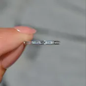 Alternating Baguette and Round Diamond White Gold Band