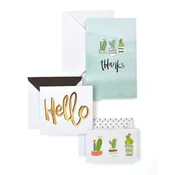 Cactus Doodle Thanks & Note Card Set With Gold Foil