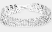 6 Row Crystal Rhinestone Silver Bracelet