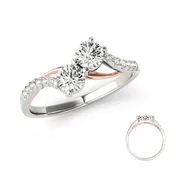 Diamond 2 Stone Ring White &amp; Rose Gold