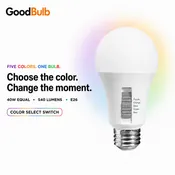 5-Color Select LED Bulb, Blue Green Red Purple Yellow, E26