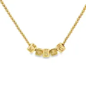 4mm Gold Beaded Necklace with customizable Pave Initial Cubes