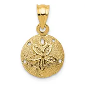 14k Solid Polished Laser-Cut Sand Dollar Pendant