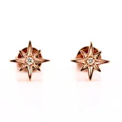 0.03ct Pavé Round Diamond in 14K Gold Mini North Star Stud Earrings