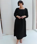 NaNin Eunice Raw Silk Muumu in Black